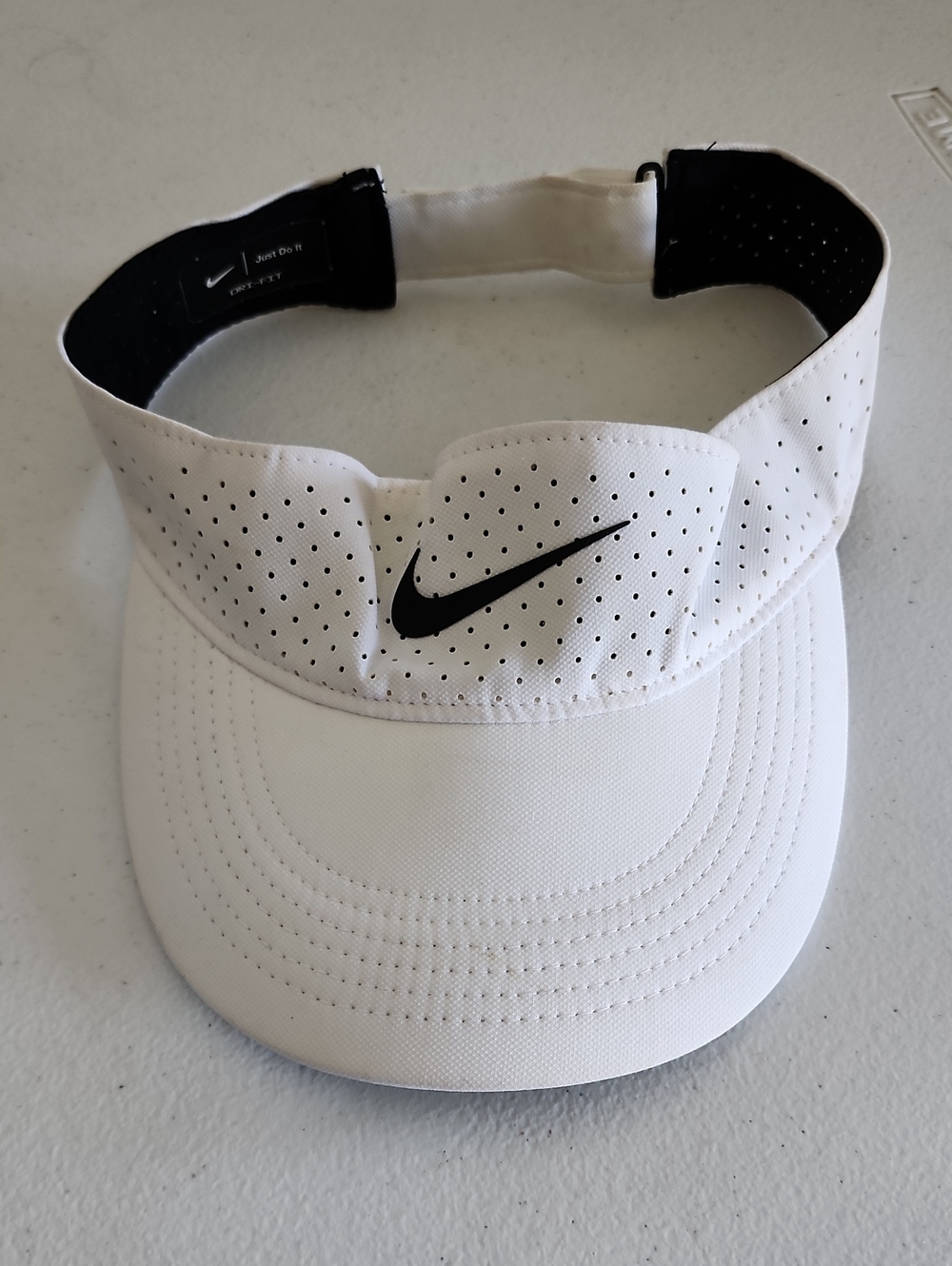 Nike White Men’s Perforated Sport Visor with Black Swoosh